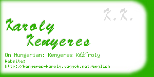 karoly kenyeres business card